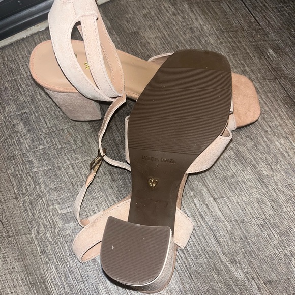 Lulu's Nude Suede Block Heel Sandals - Picture 3 of 4